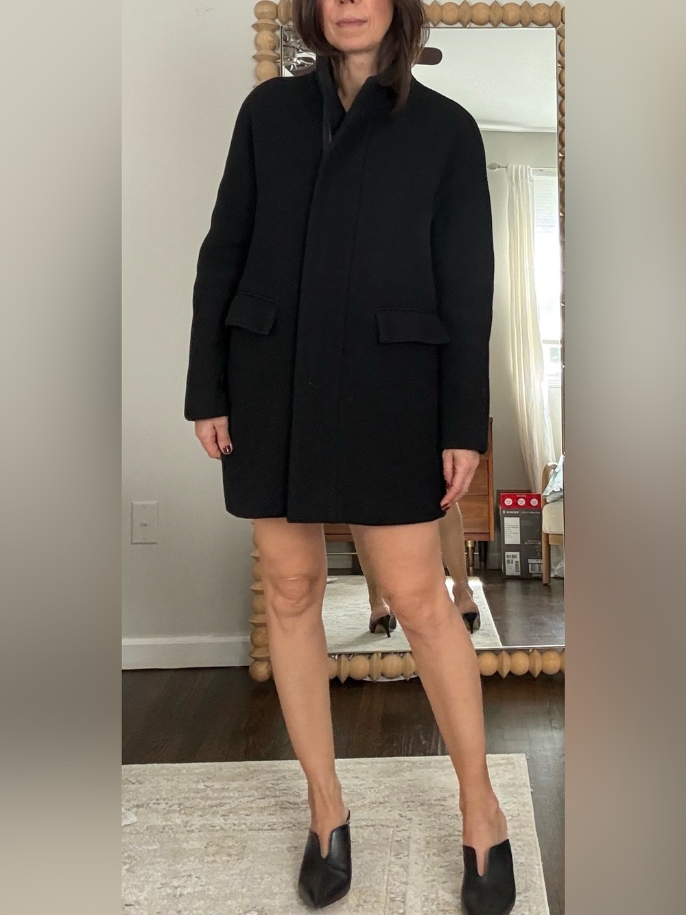 J. Crew Nello Gori Black Wool zip Up Coat